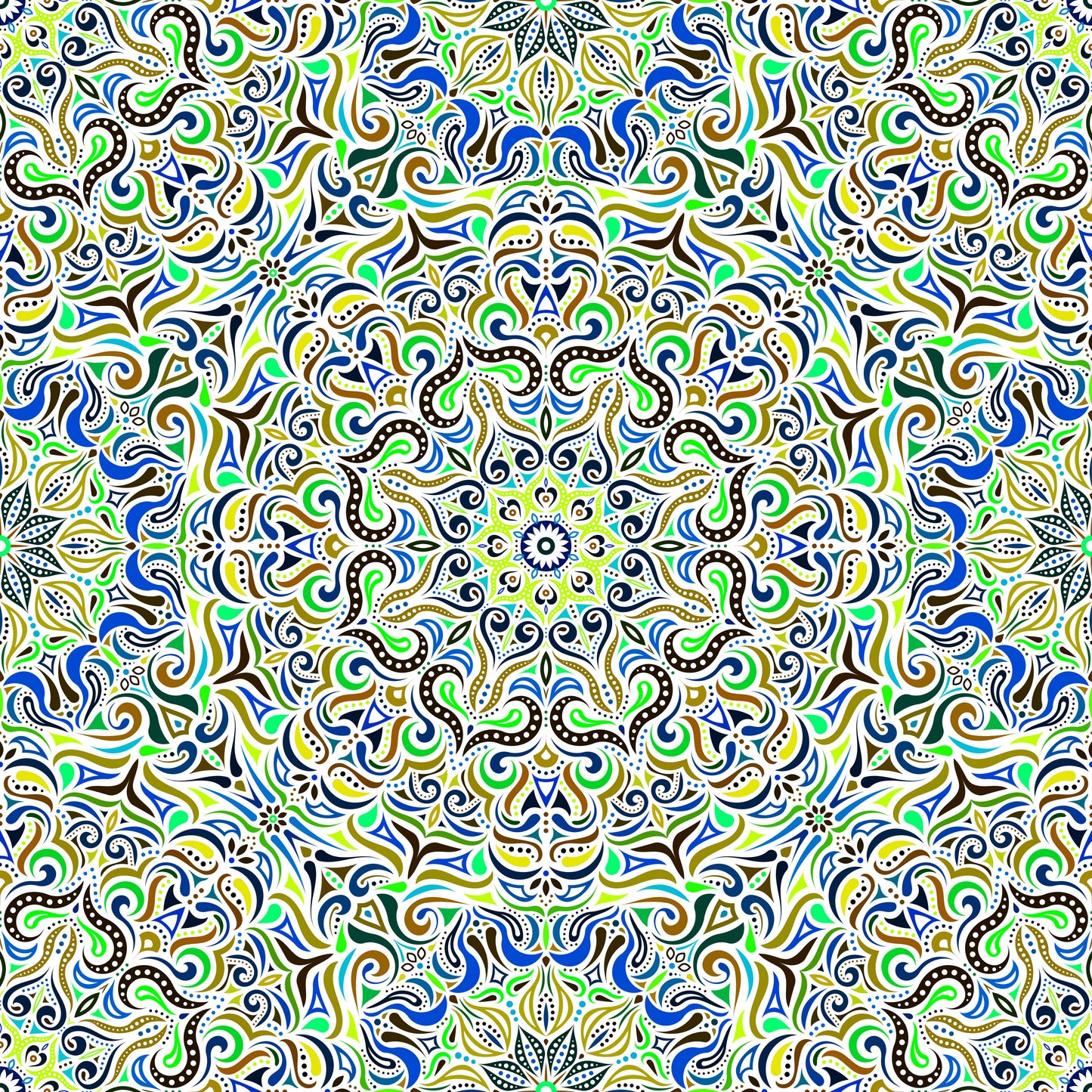 Green - Blue - Brown Mandala Fabric 2006.3i