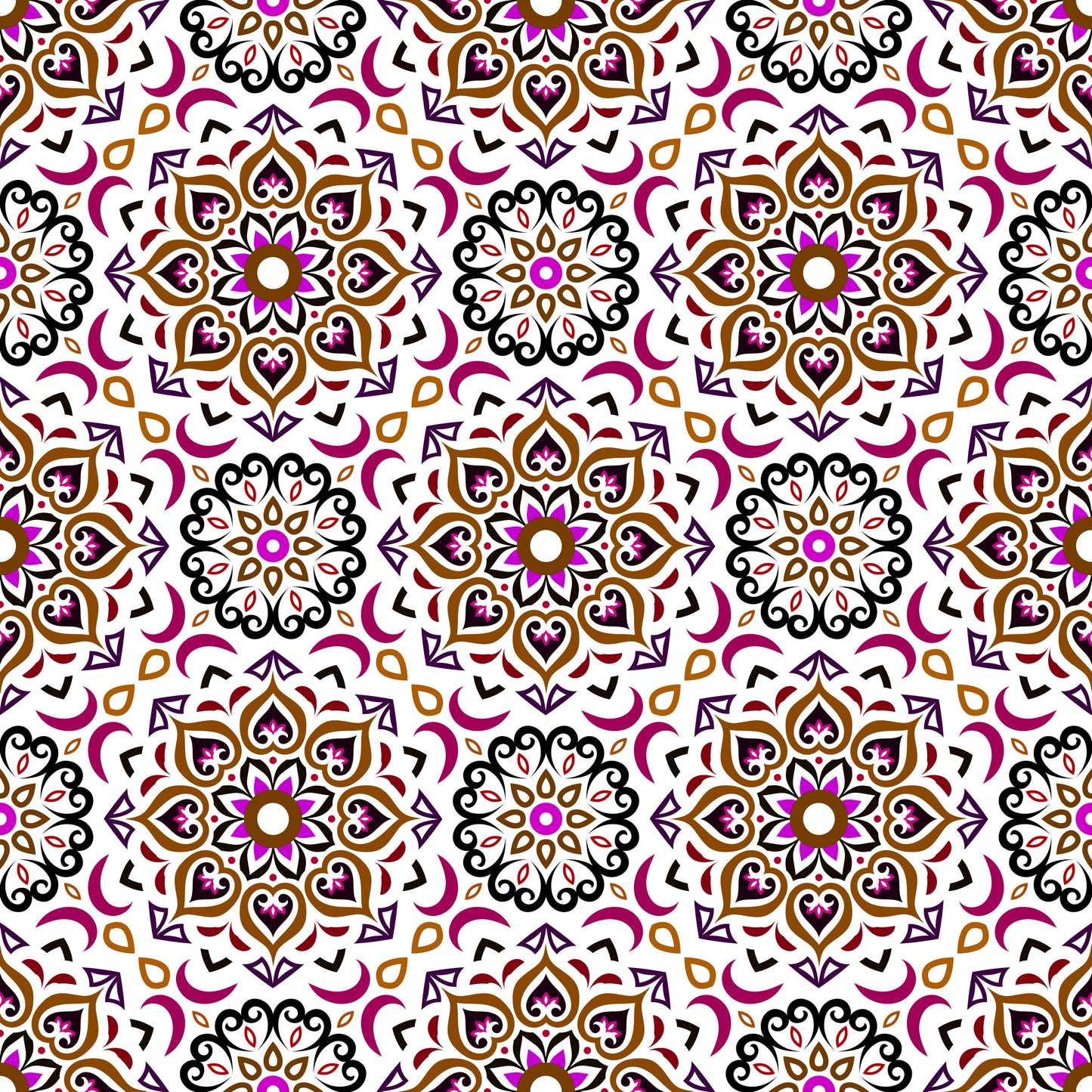 Brown - Maroon Mandala Fabric - 213i