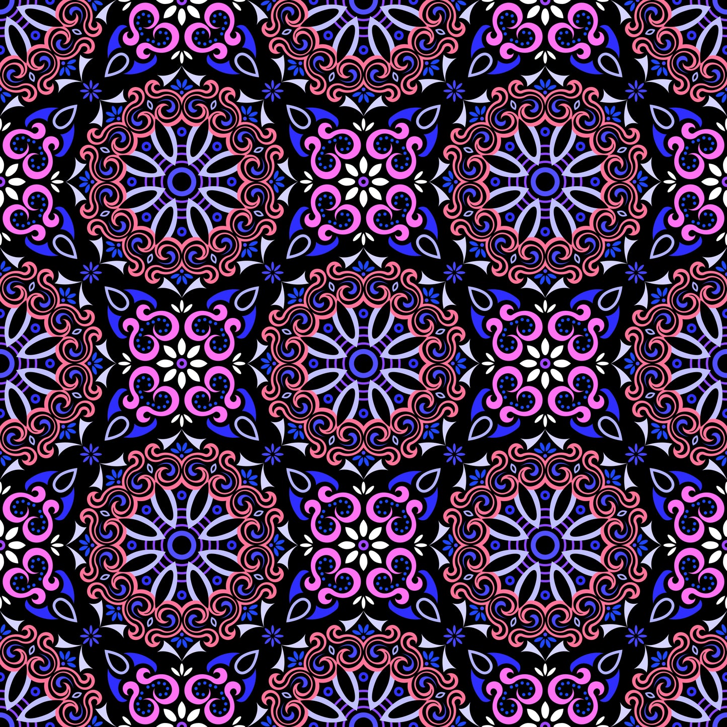 Pink - Blue Mandala Fabric - 166