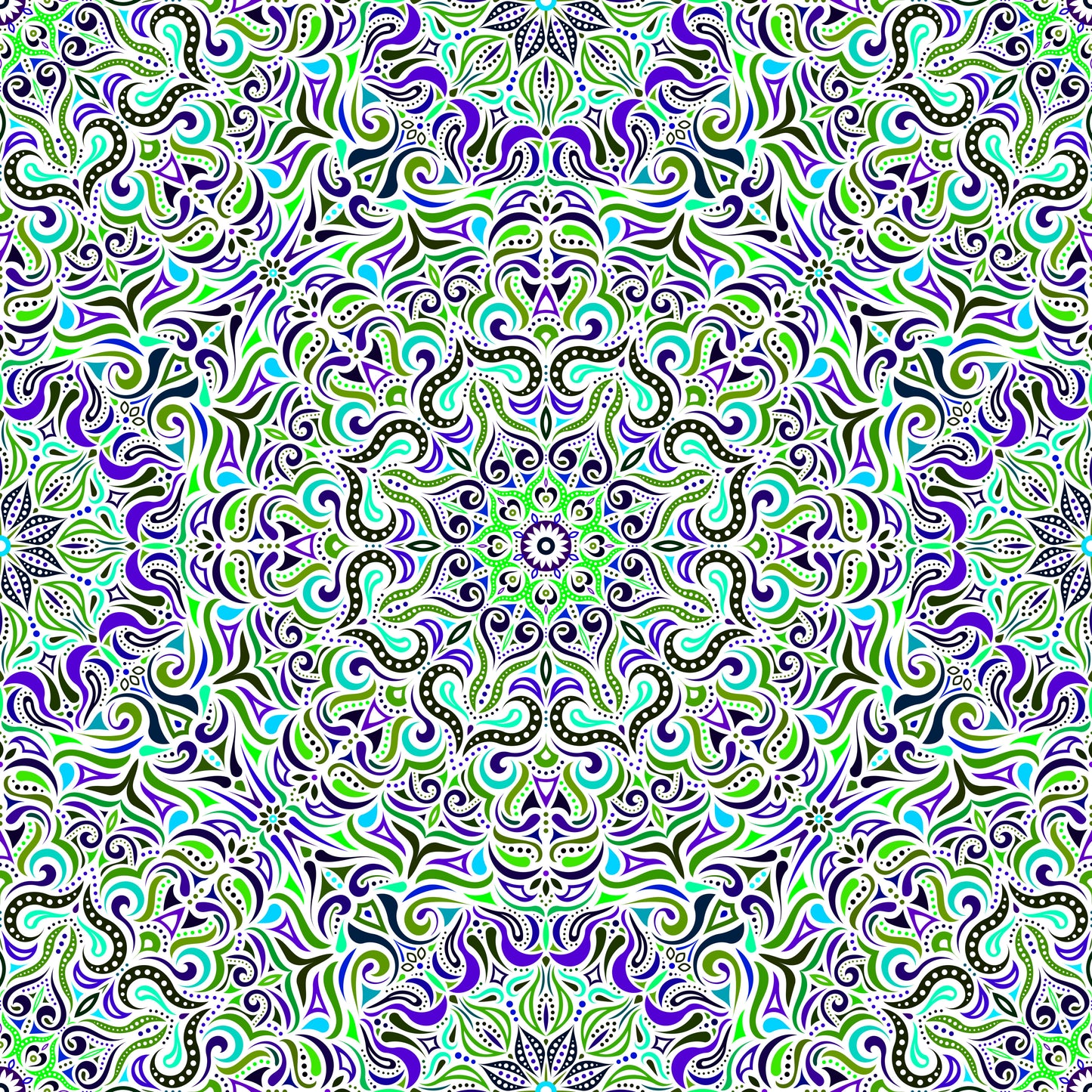 Green - Blue - Turquoise Mandala Fabric 2006.3i