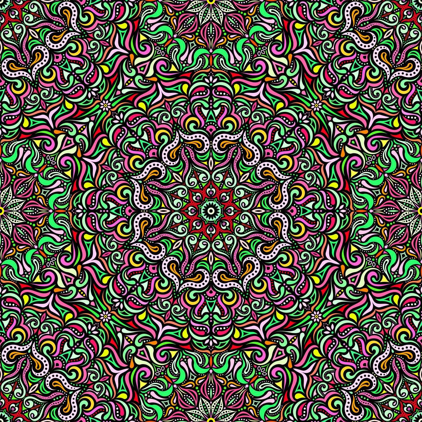 Green - Red - Yellow Mandala Fabric 2006.3