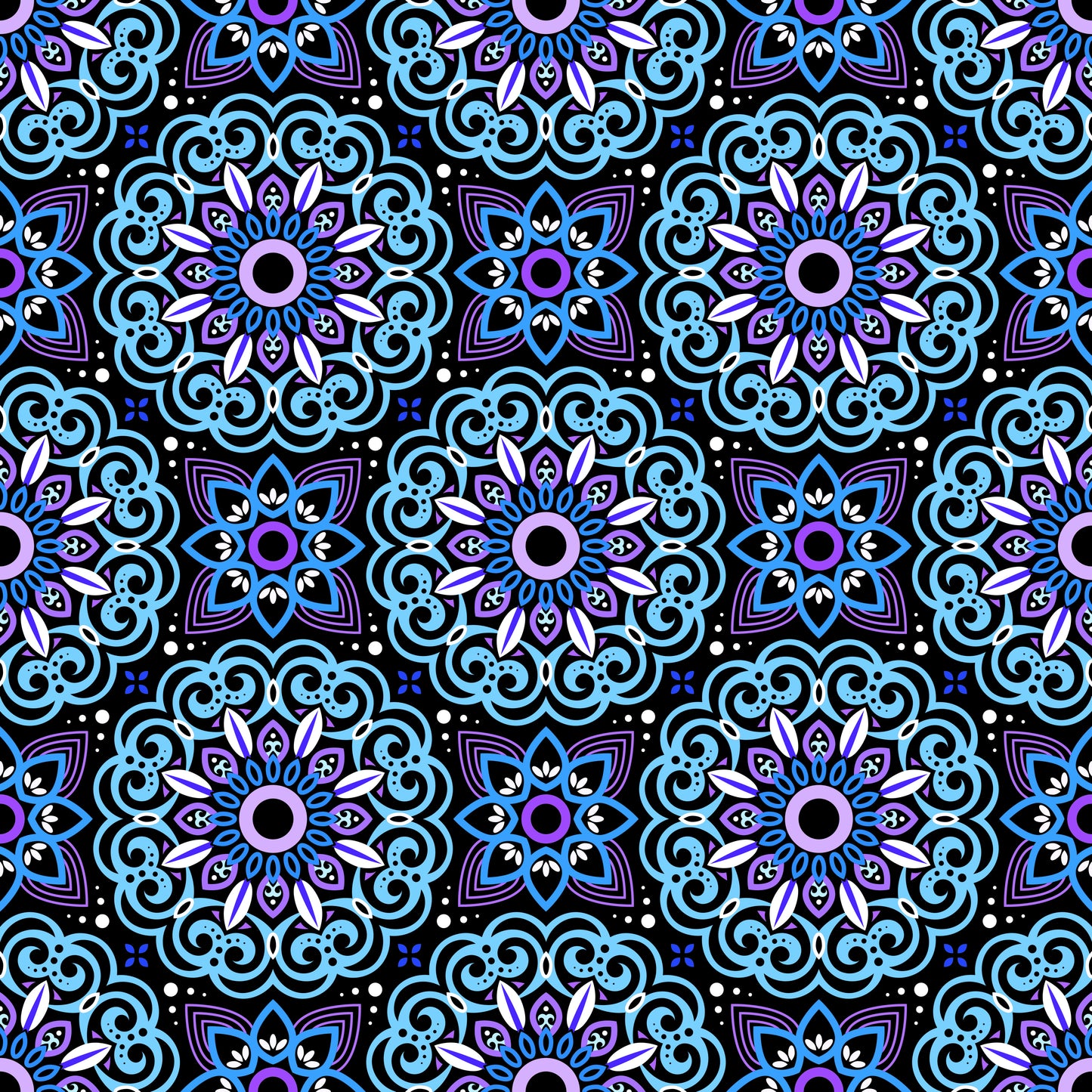 Blue - Purple Mandala Fabric - 149