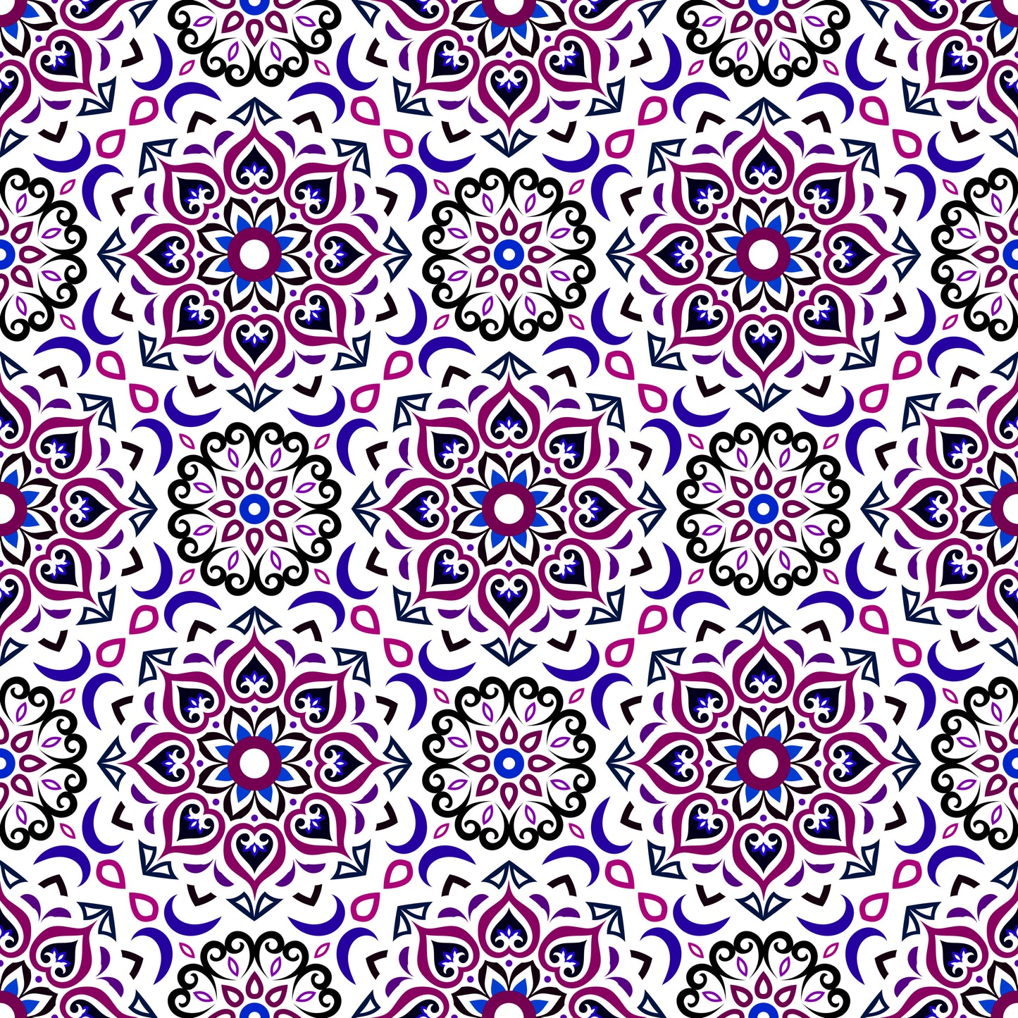 Blue - Purple Mandala Fabric - 213i