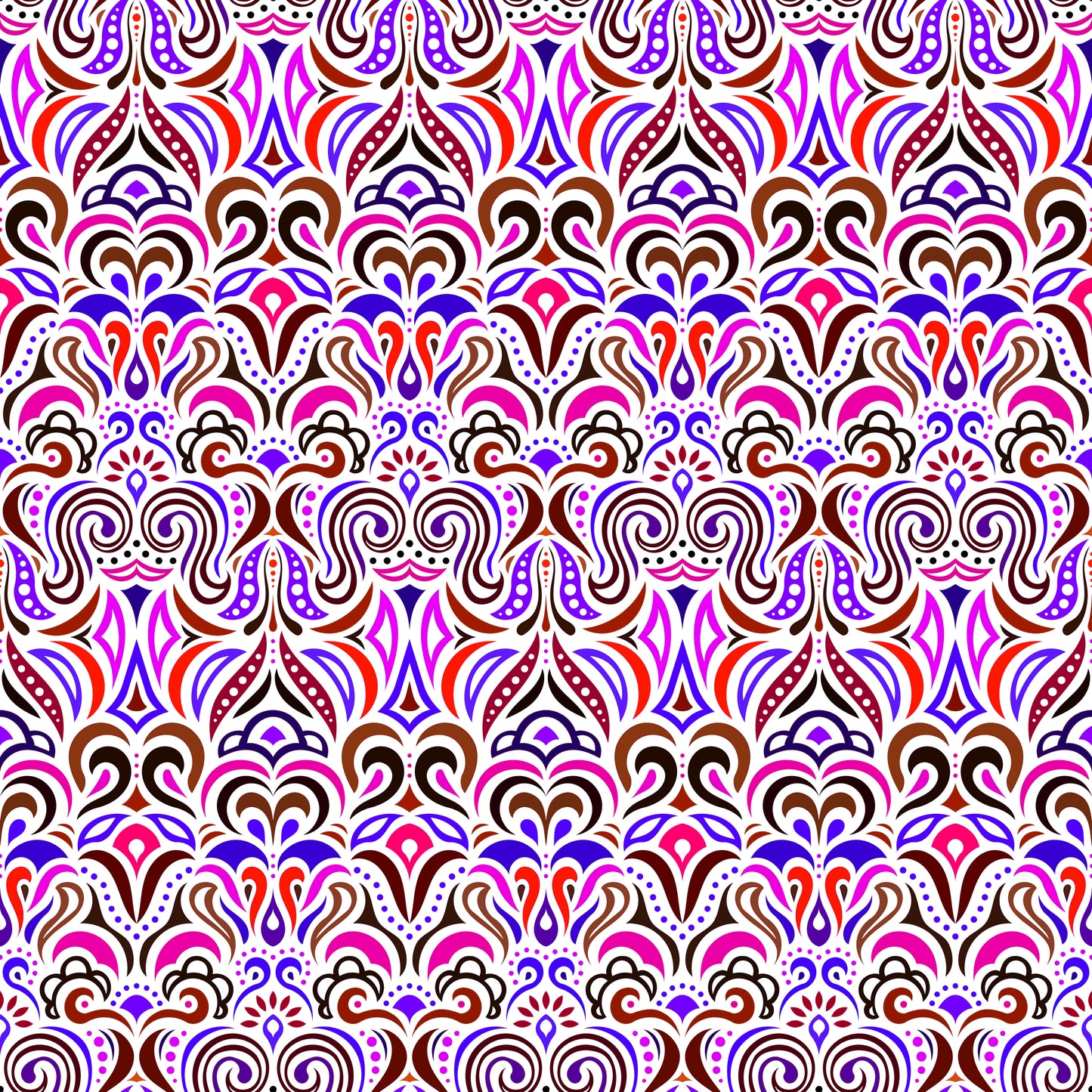 Blue - Pink - Red Abstract Doodle Fabric 1008.3i