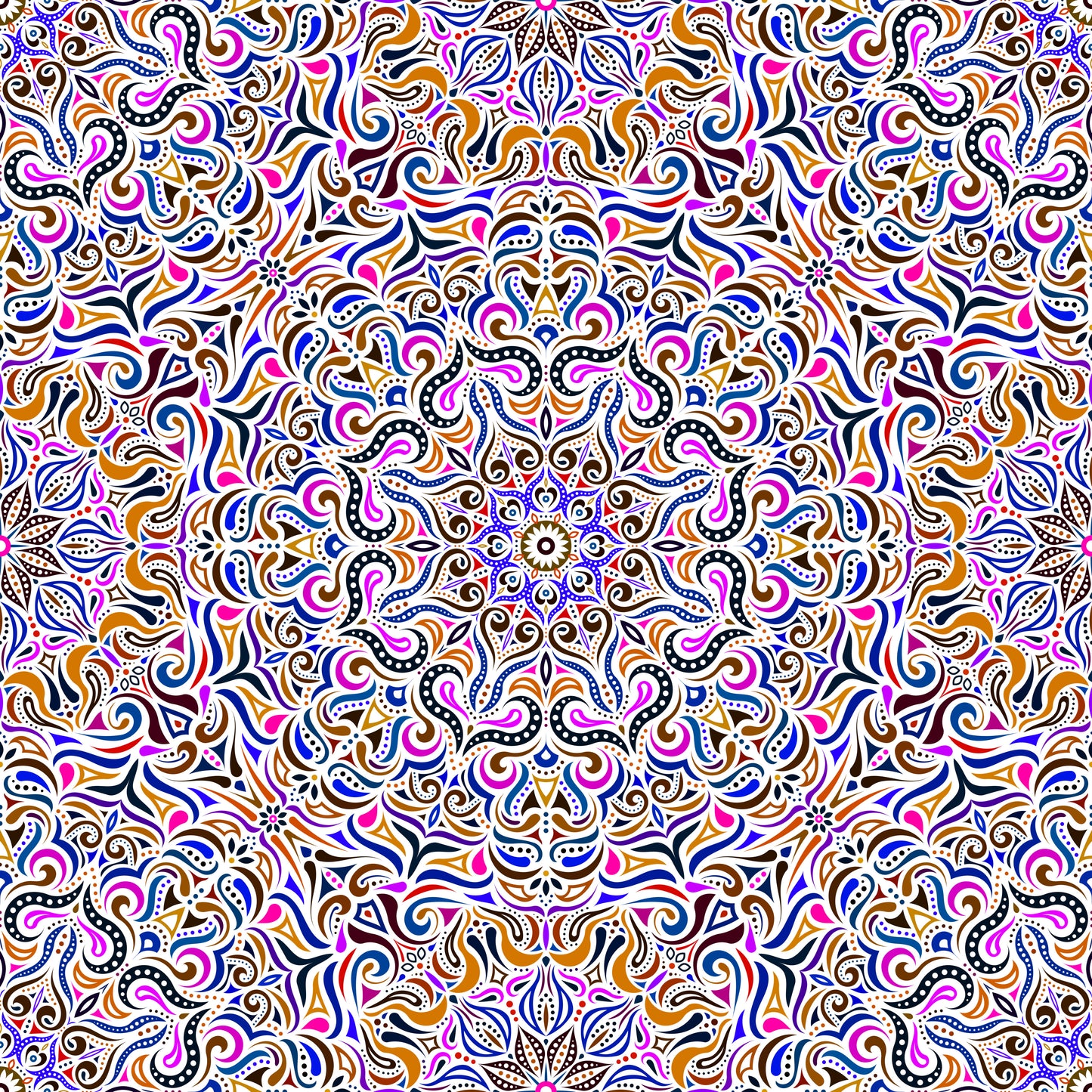 Pink - Brown - Blue Mandala Fabric 2006.3i
