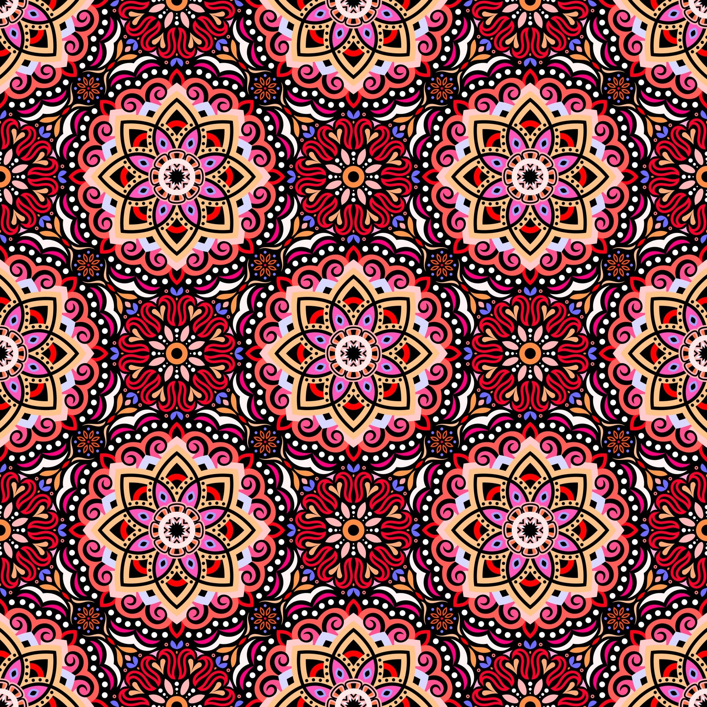 Red - Yellow - Blue Mandala Fabric 2009.3