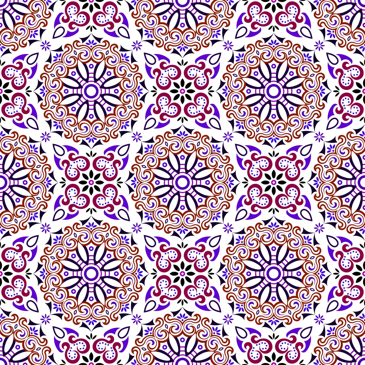Purple - Brown Mandala Fabric - 166i