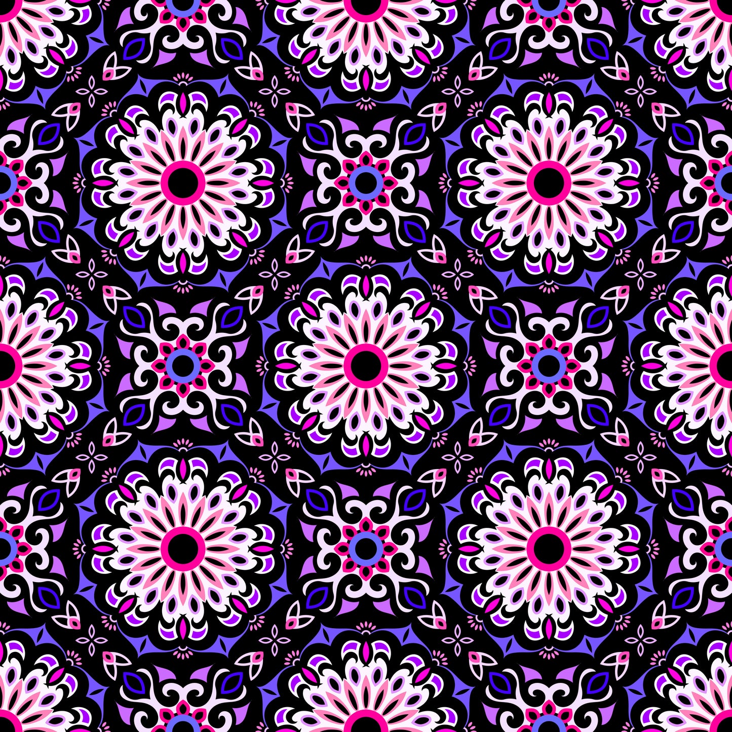 Purple - Pink Mandala Fabric - 198