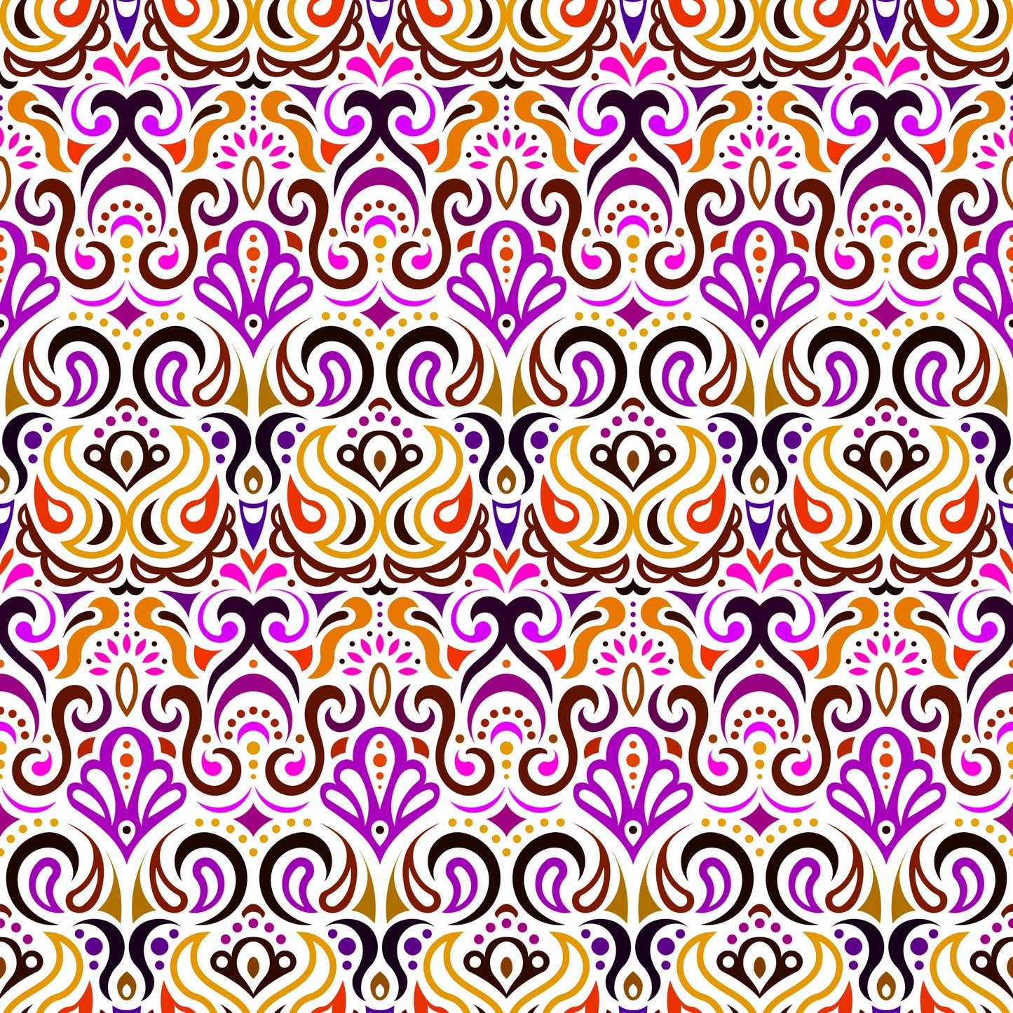 Yellow - Purple - Orange Abstract Doodle Fabric 1002i