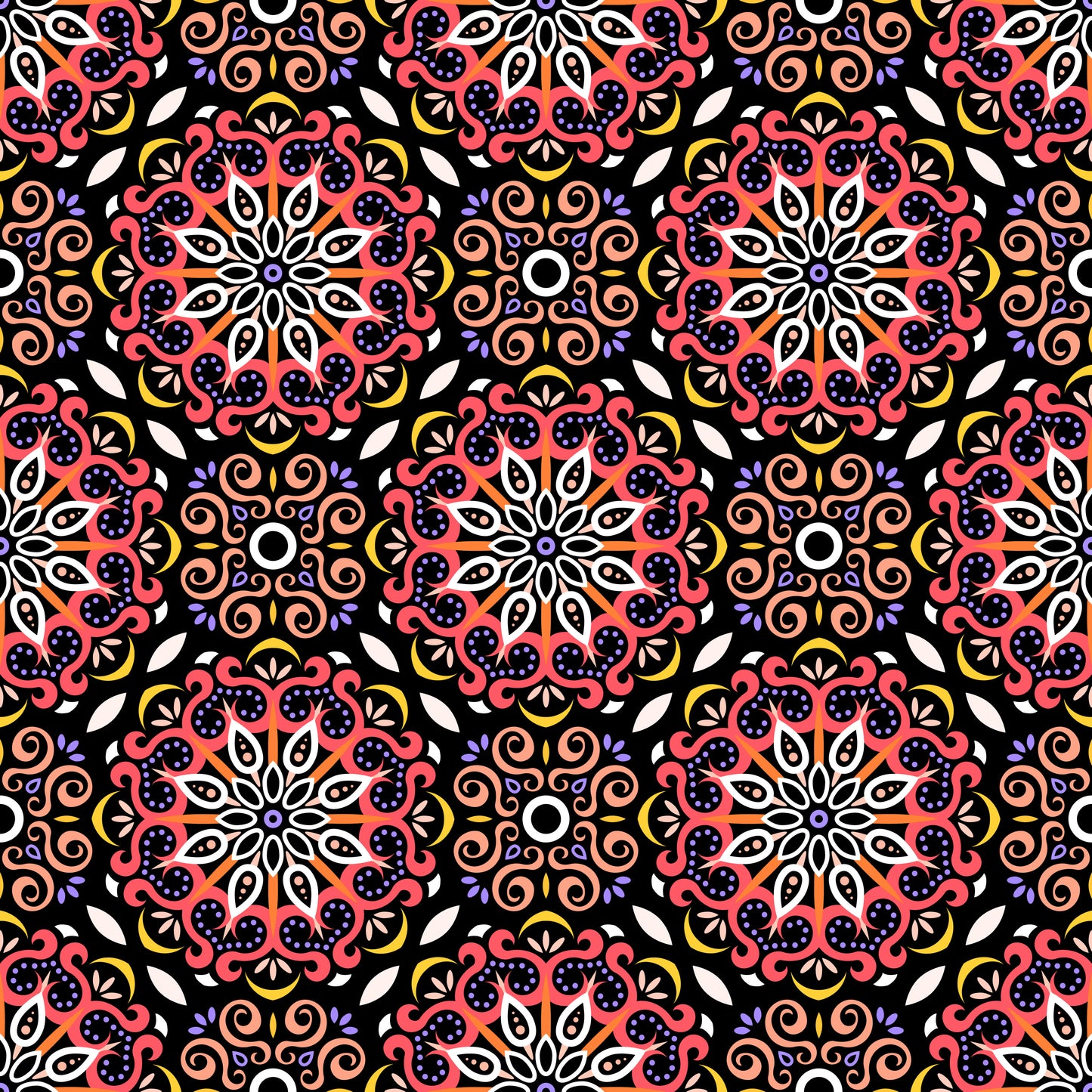 Orange - Yellow - Blue Mandala Fabric - 165