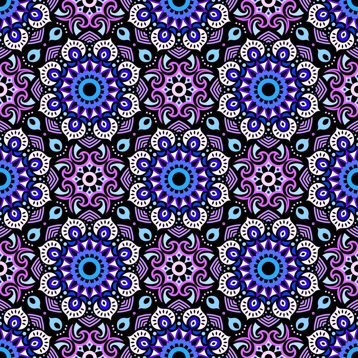 Purple - Blue Mandala Fabric - 193