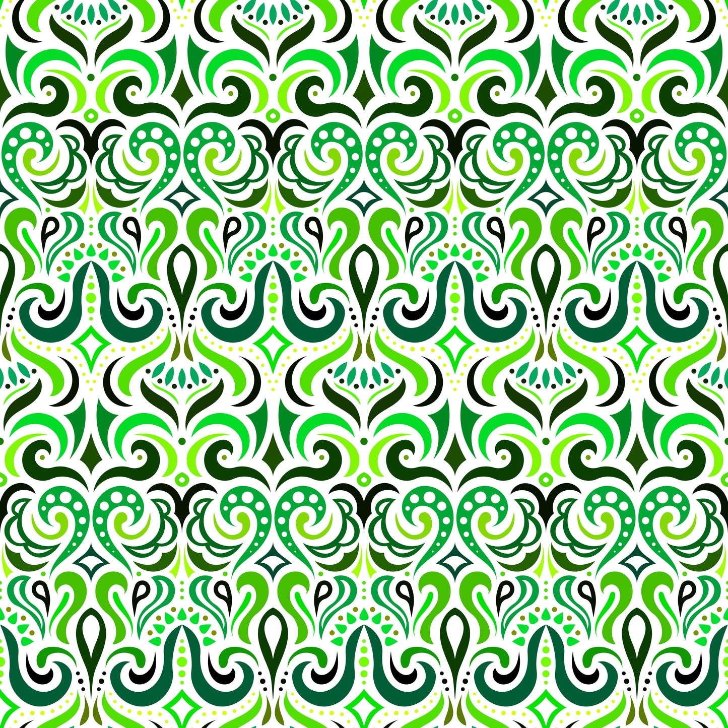 Green Abstract Doodle Fabric 1001i