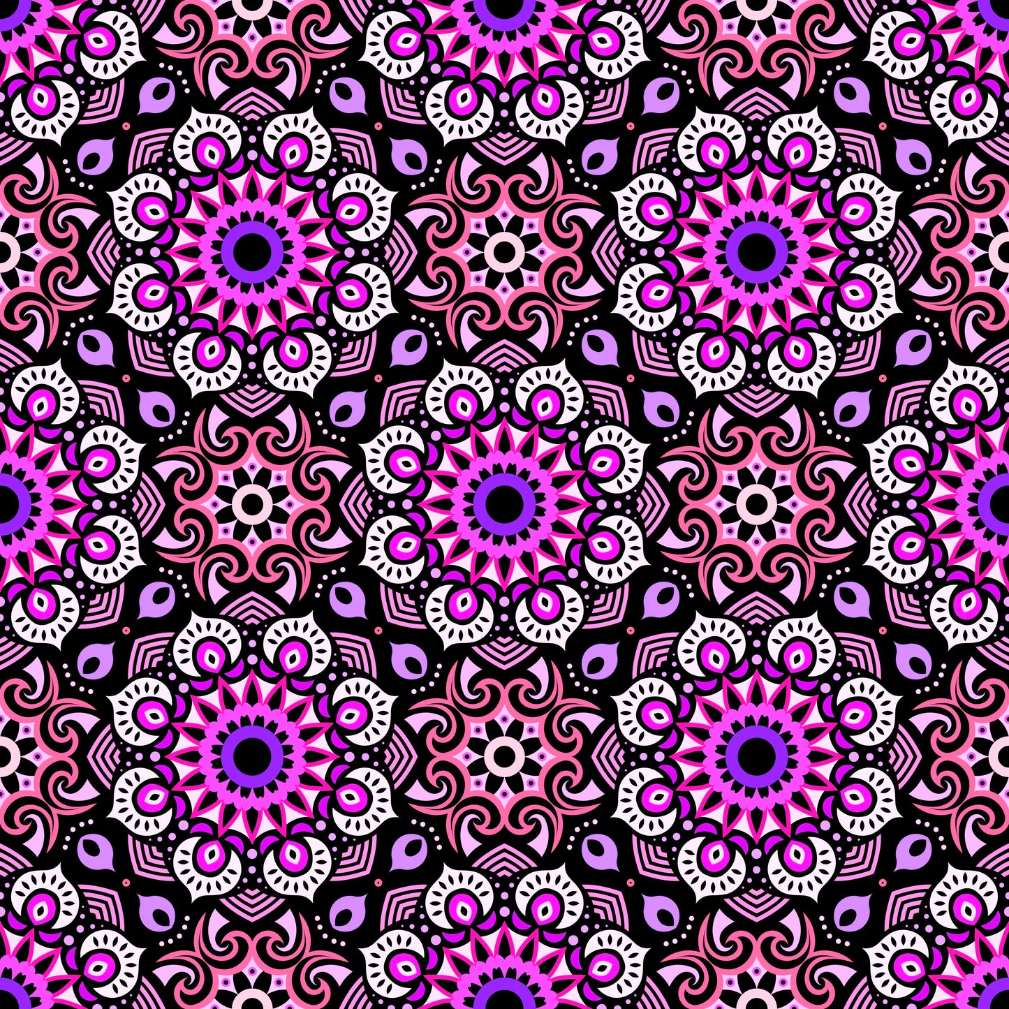 Pink - Purple Mandala Fabric - 193