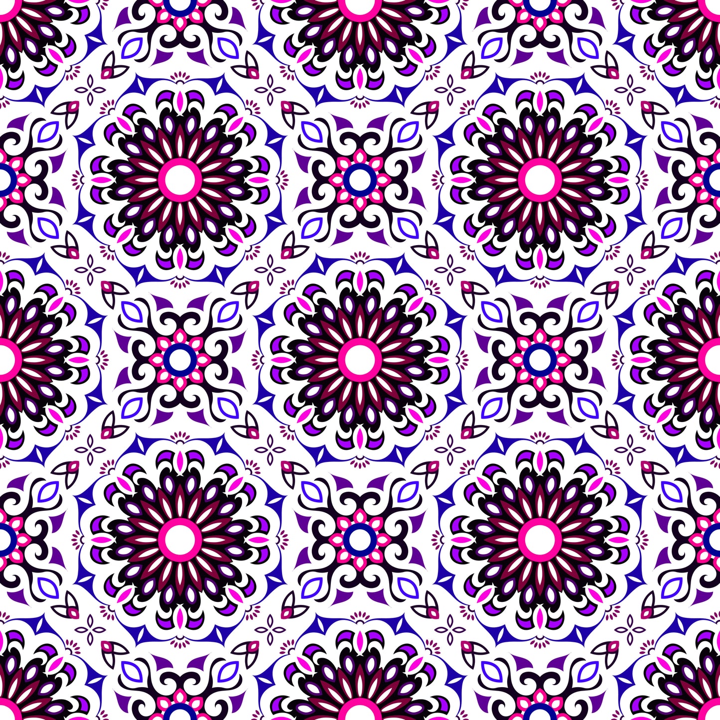 Purple - Pink Mandala Fabric - 198i