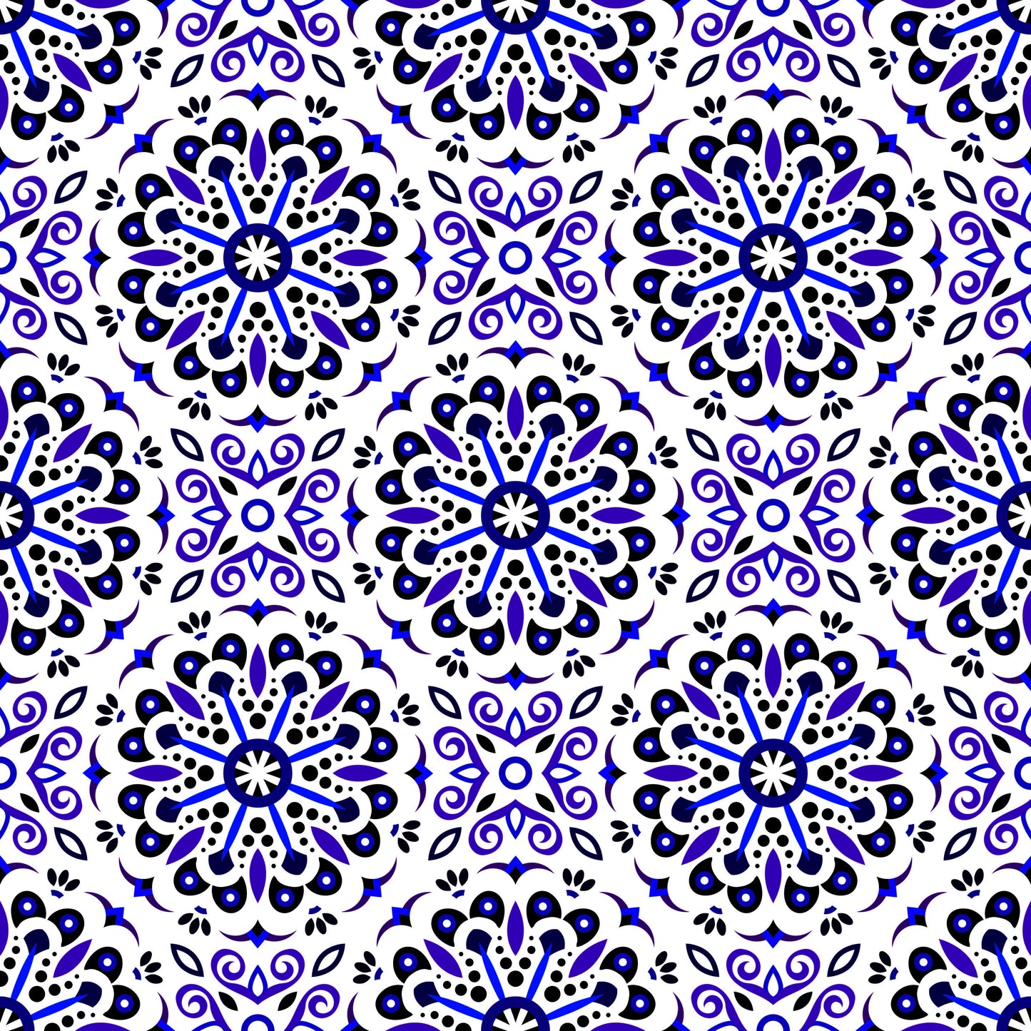 Blue Mandala Fabric - 156i