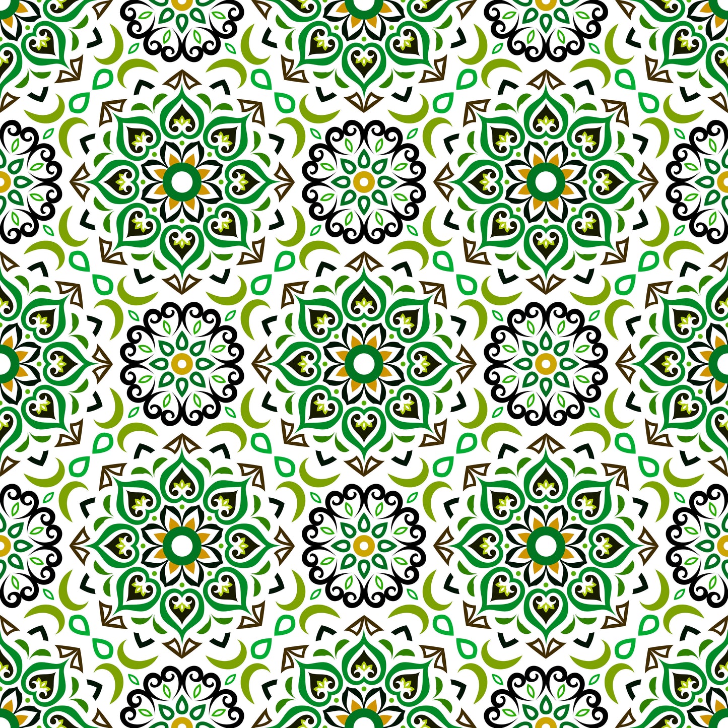 Green - Yellow Mandala Fabric - 213i