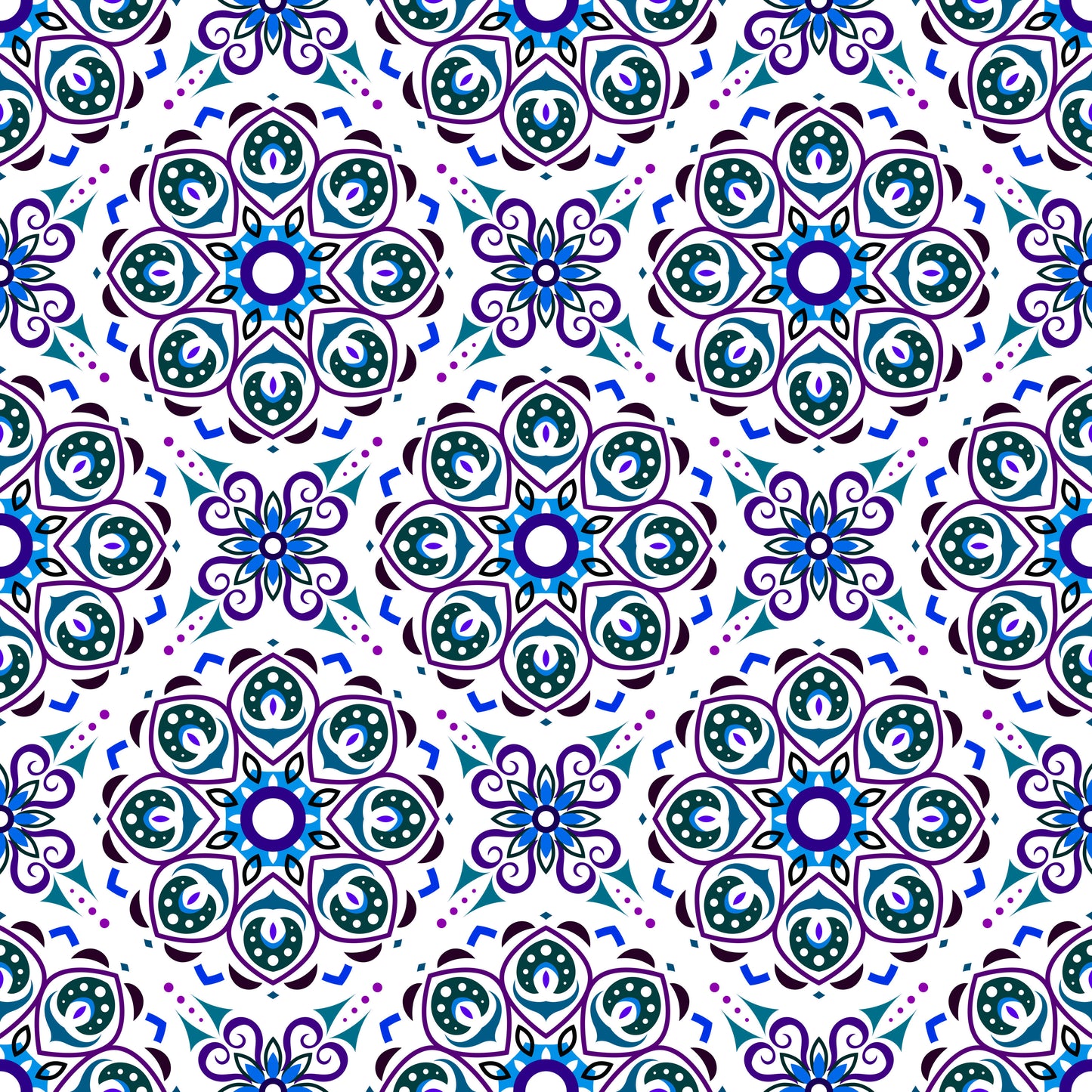Purple - Blue Mandala Fabric - 183i