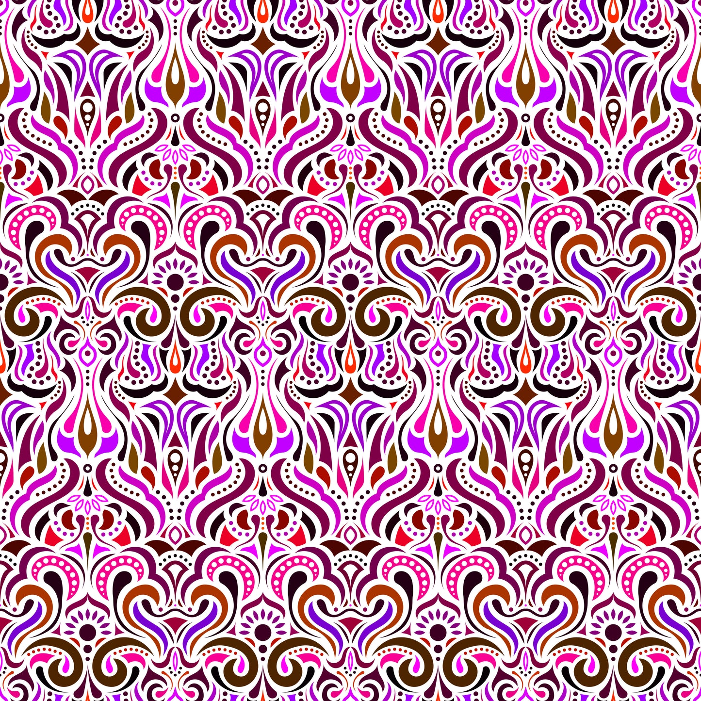 Red - Purple - Brown Abstract Doodle Fabric 1012i
