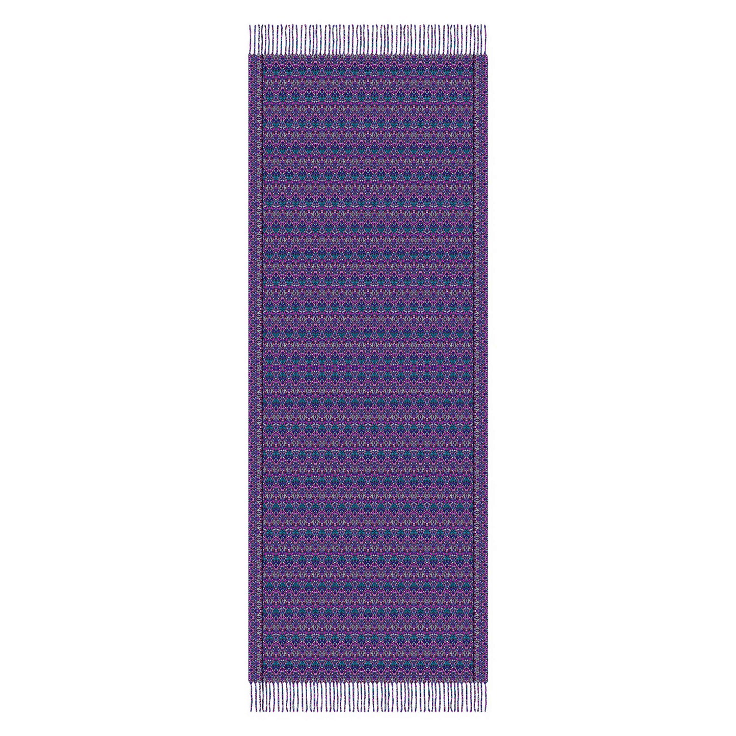 Turquoise - Pink - Purple Abstract Doodle Scarf with Tassels