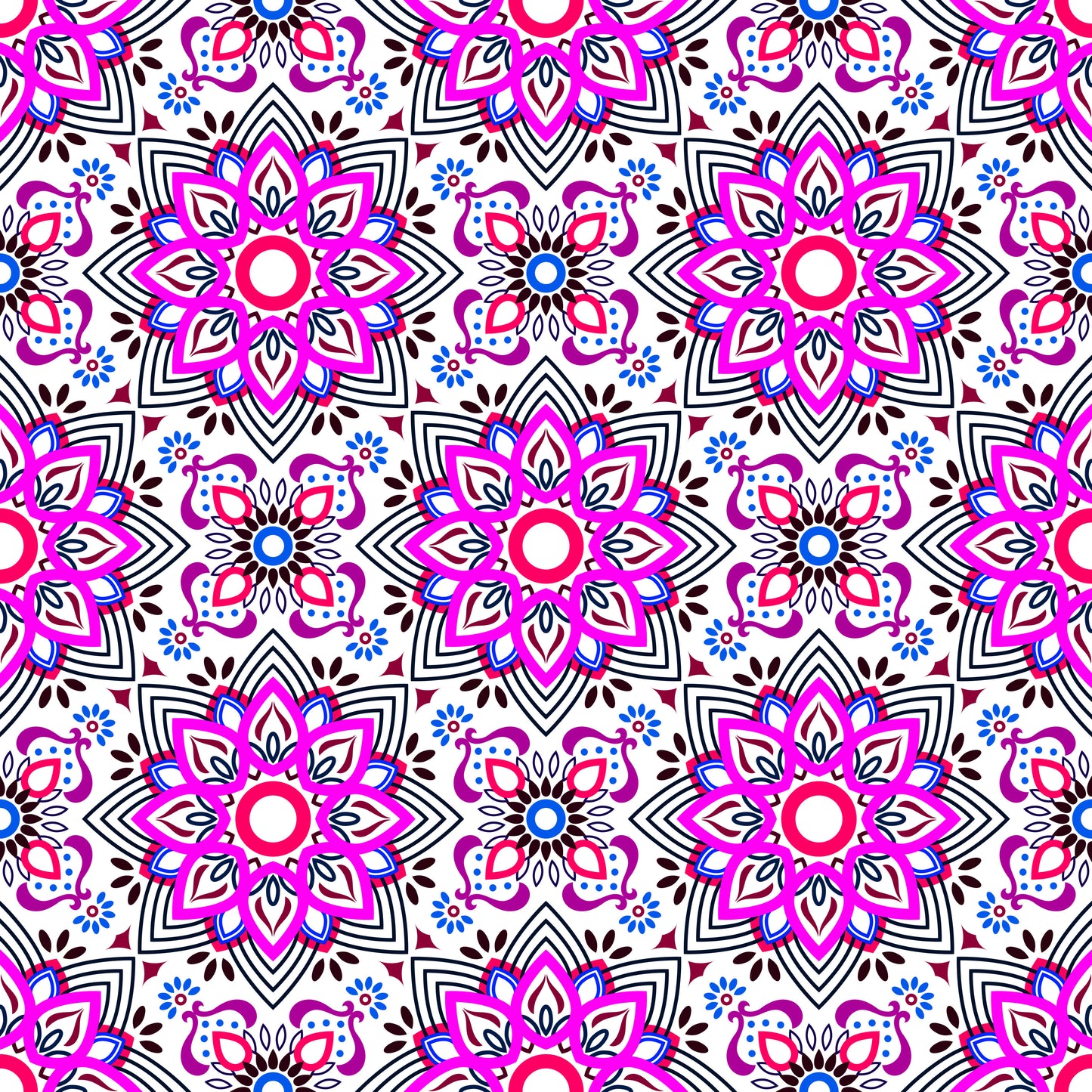 Pink - Red - Blue Mandala Fabric - 145i