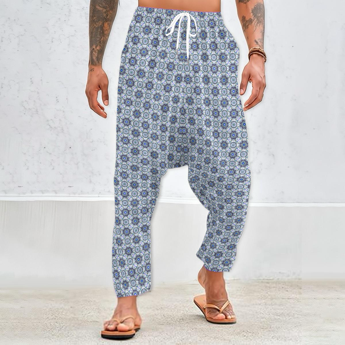 Turquoise - Brown Velvet Harem Pants 214i