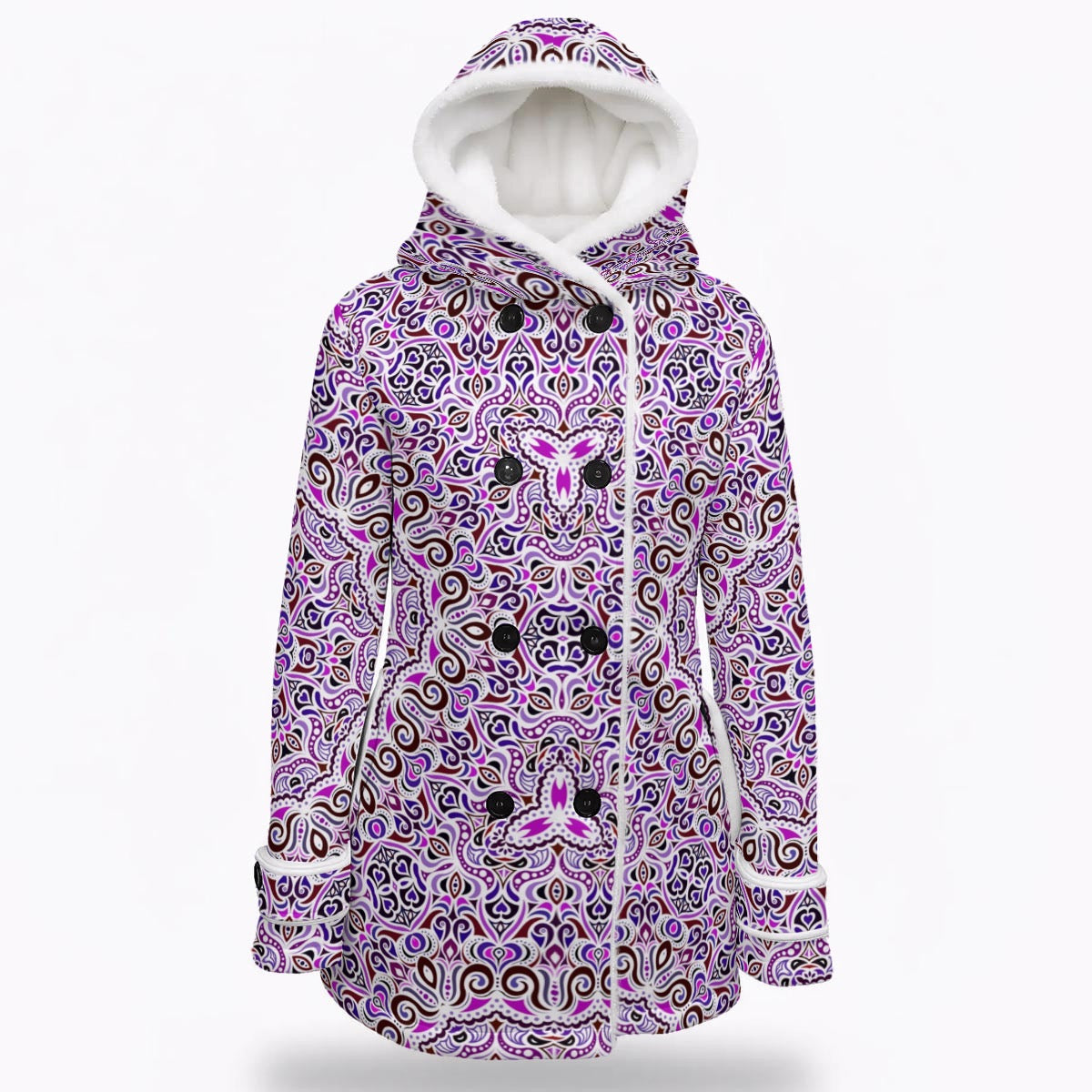Purple - Fuchsia - Burgundy Hooded Coat