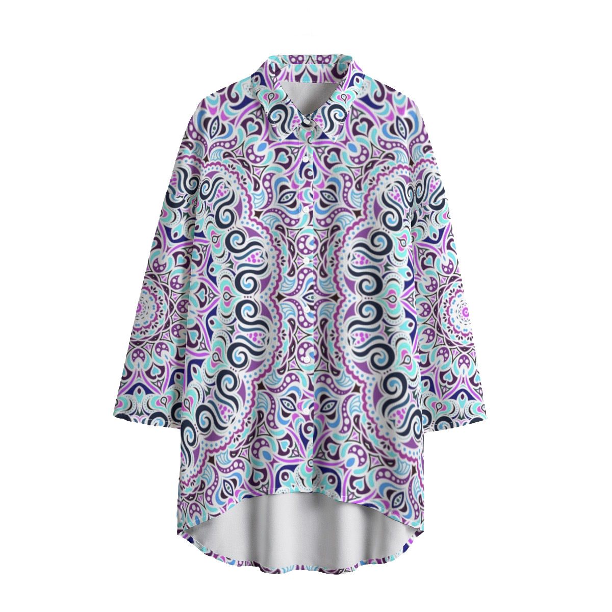 Turquoise - Purple Chiffon Shirt
