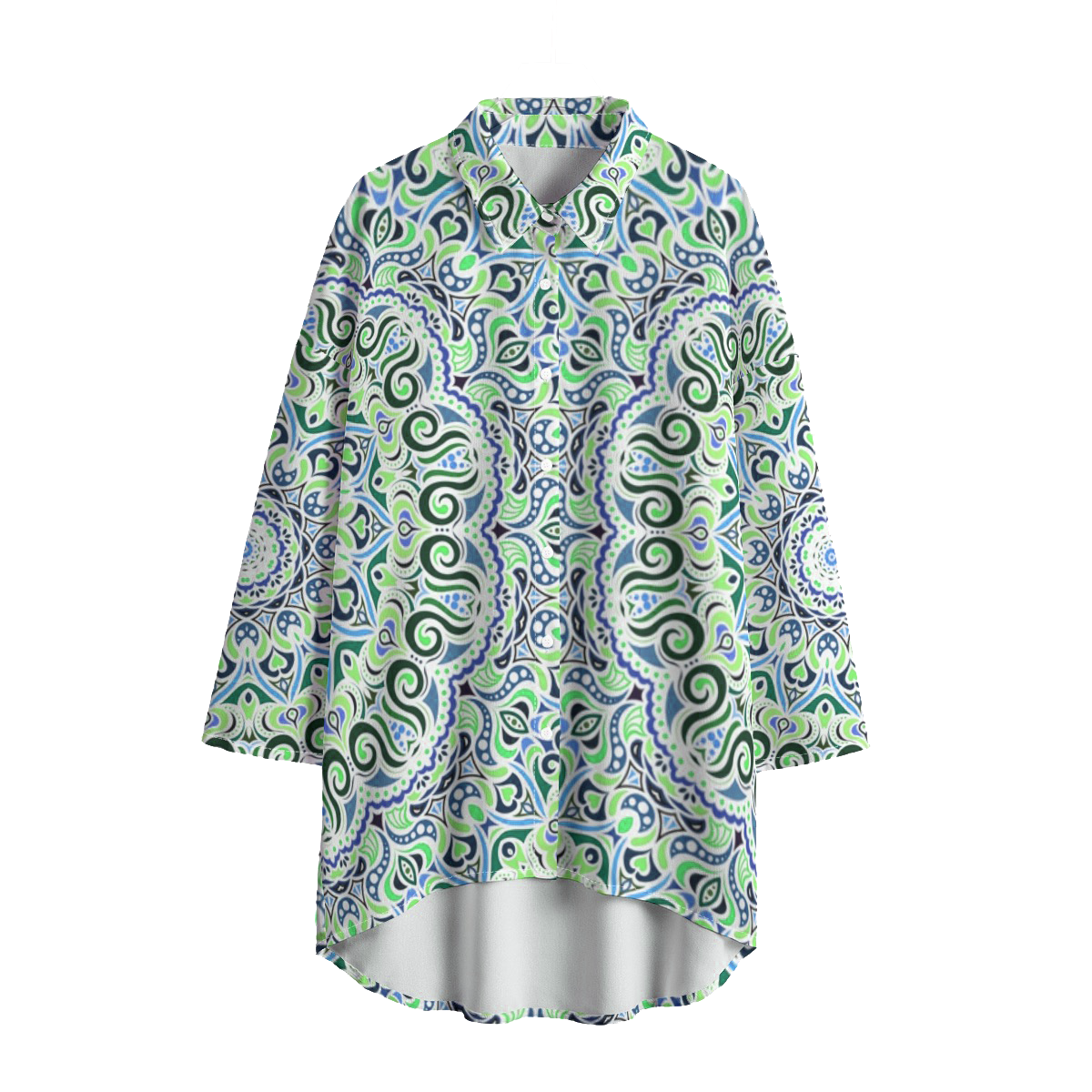 Green - Blue Chiffon Shirt