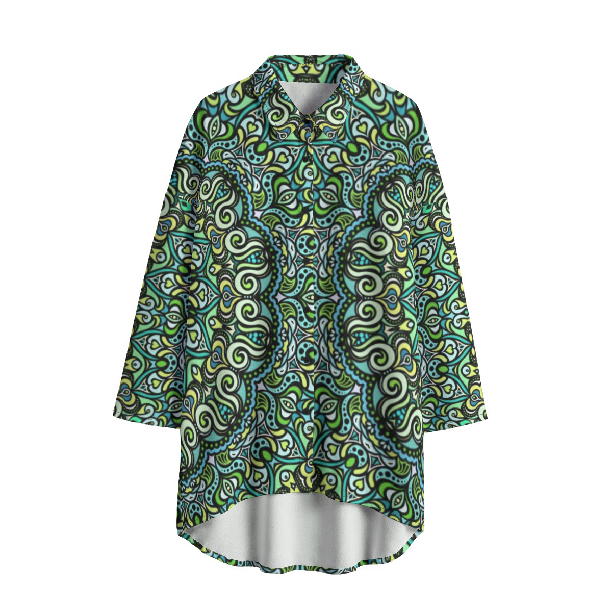 Green - Turquoise - Blue Chiffon Shirt
