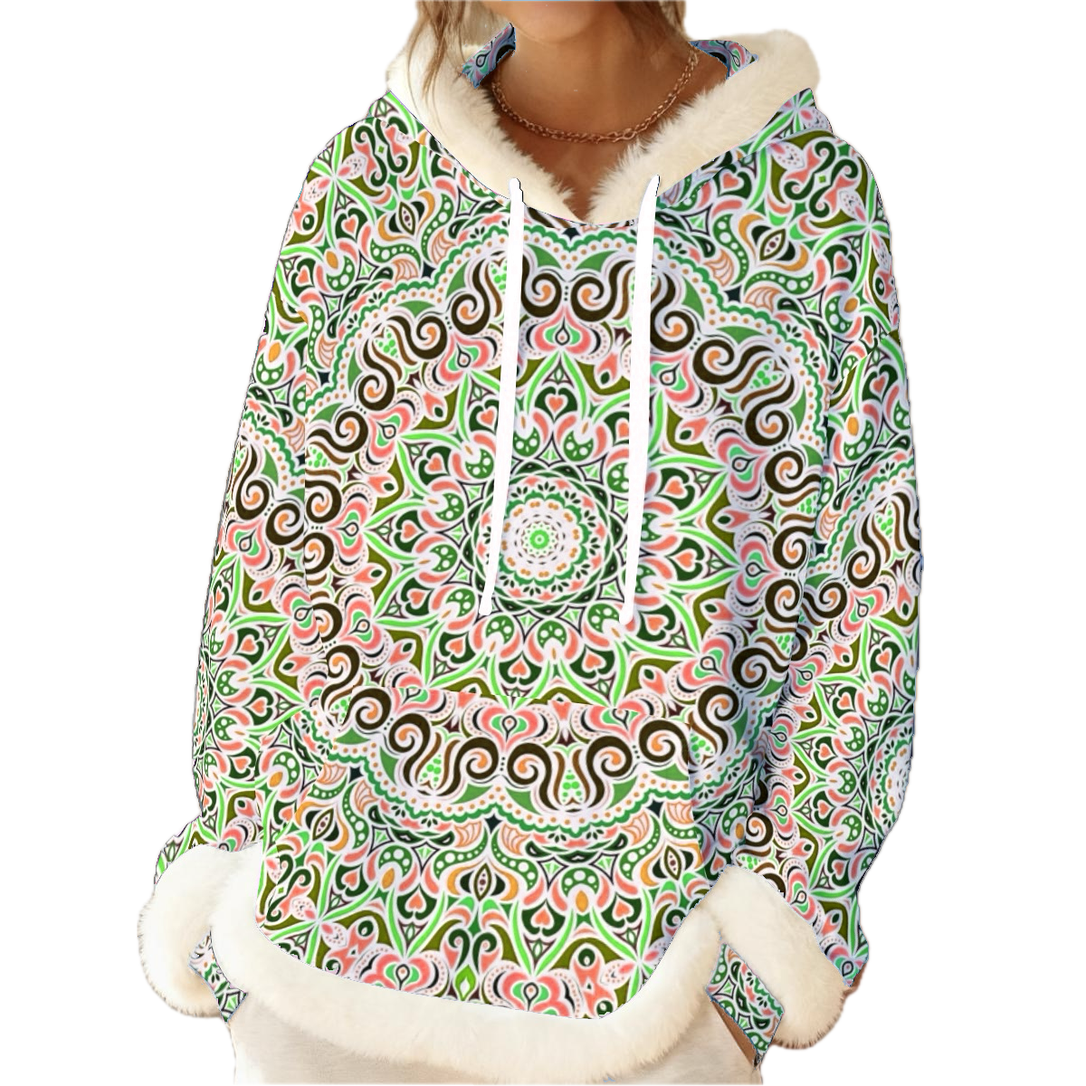 Green - Orange - Brown Fuzzy Hoodie