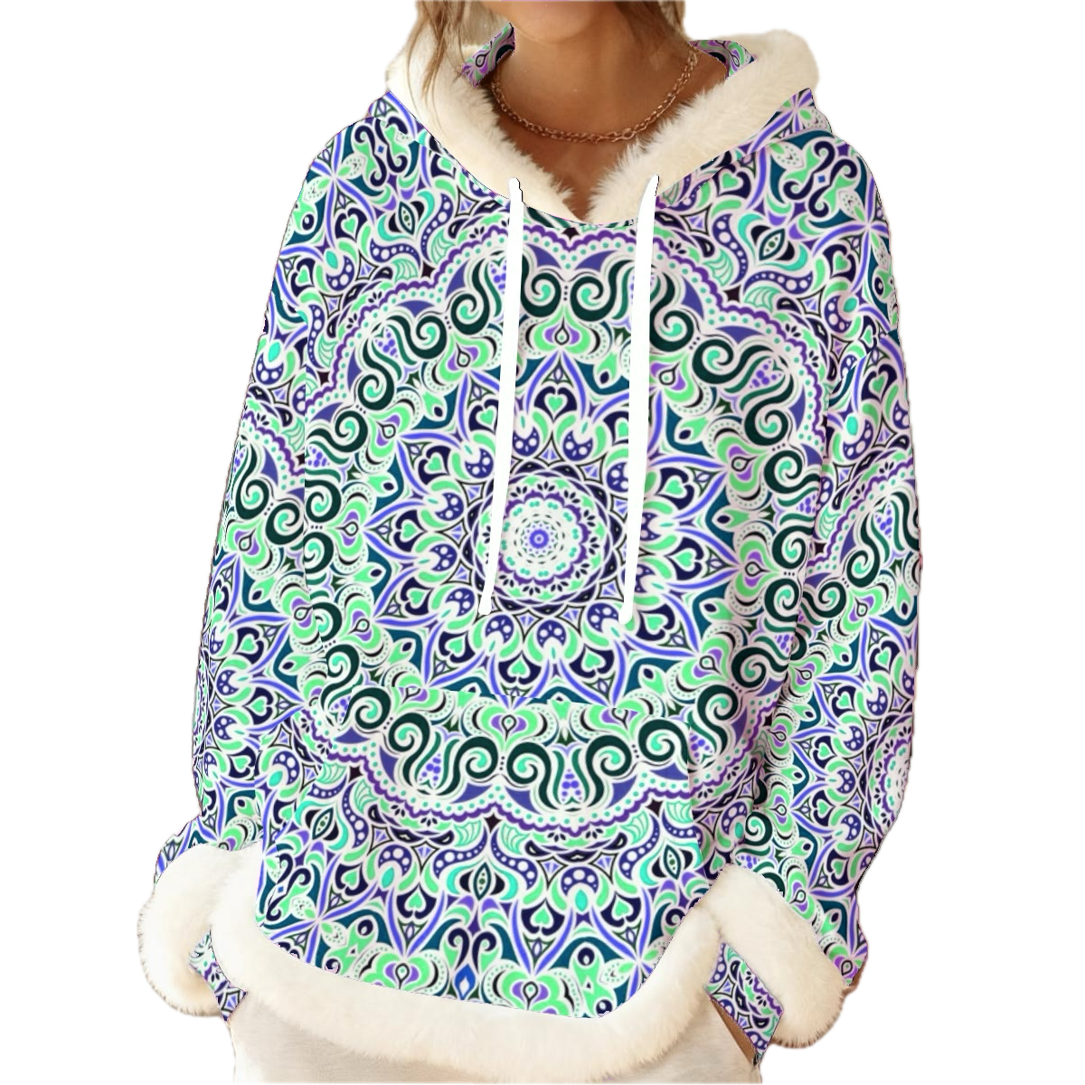 Turquoise - Blue - Purple Fuzzy Hoodie