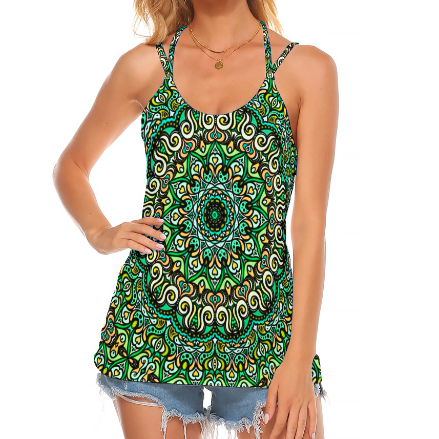 Green - Yellow - Turquoise Halter Top