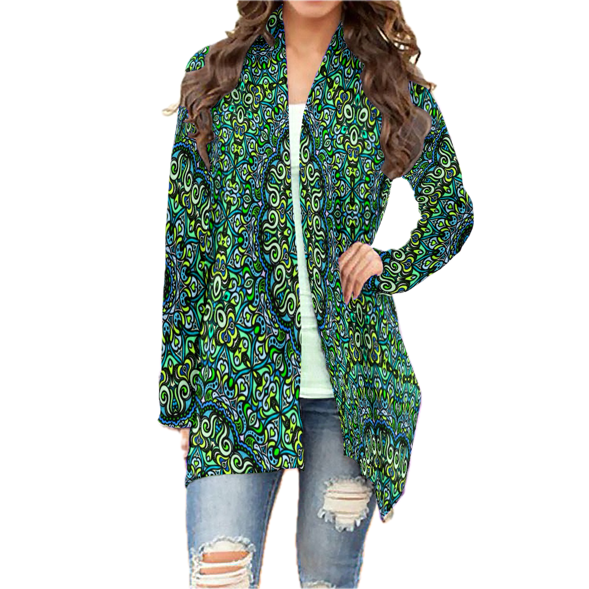 Green - Turquoise - Blue Cardigan