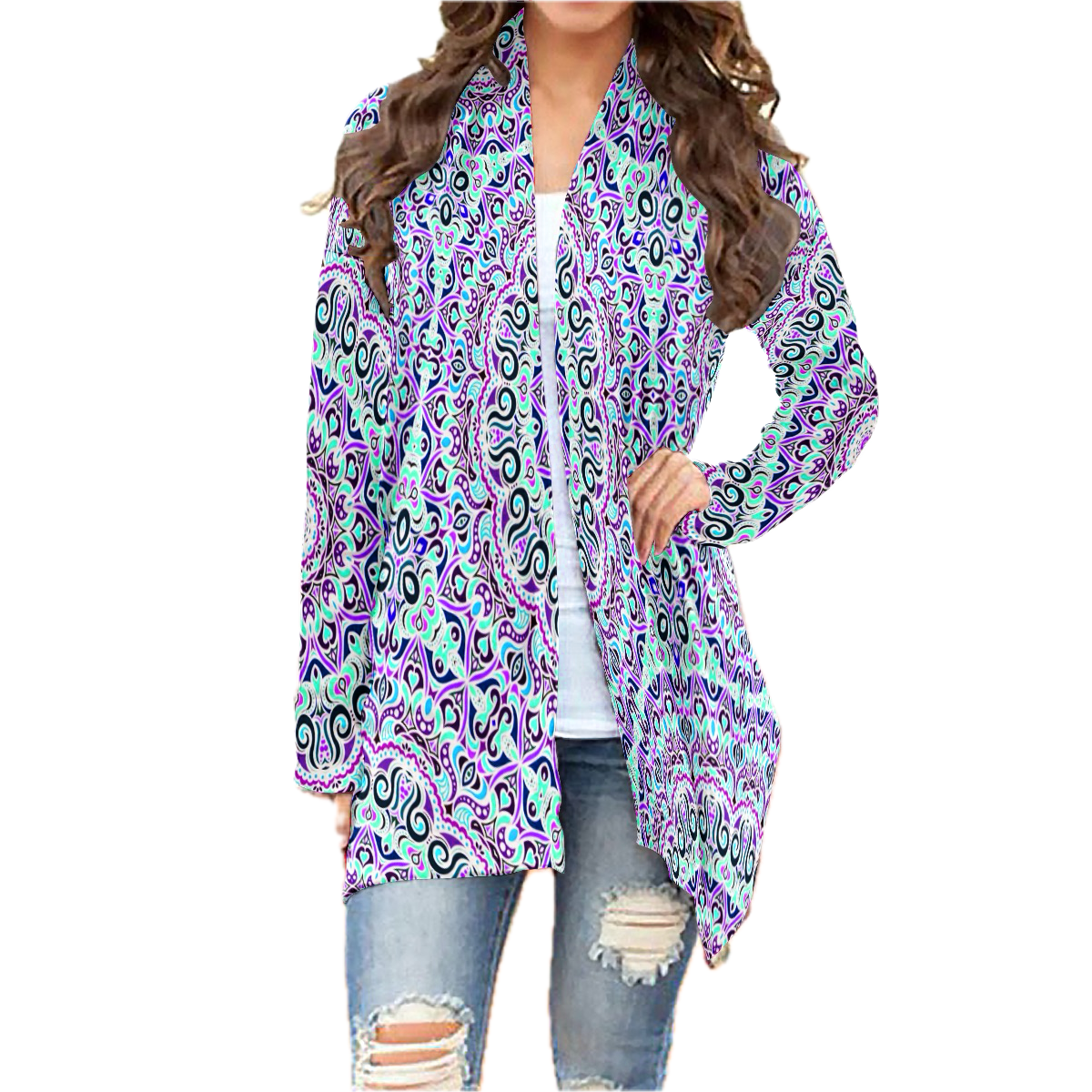Purple - Turquoise - Fuchsia Cardigan