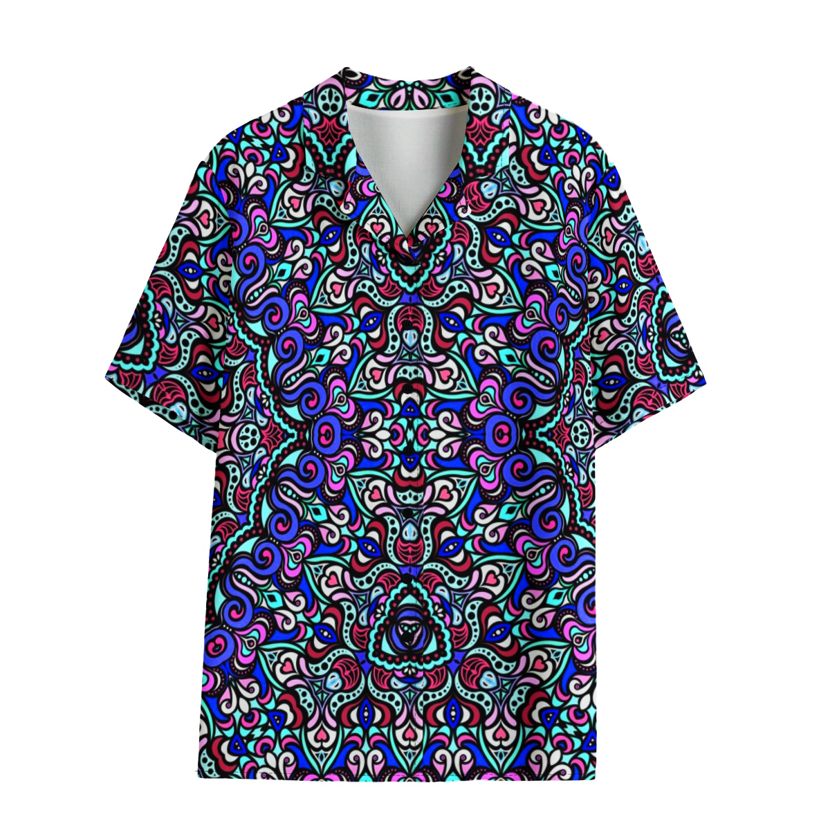 Blue - Red - Turquoise Rayon Shirt