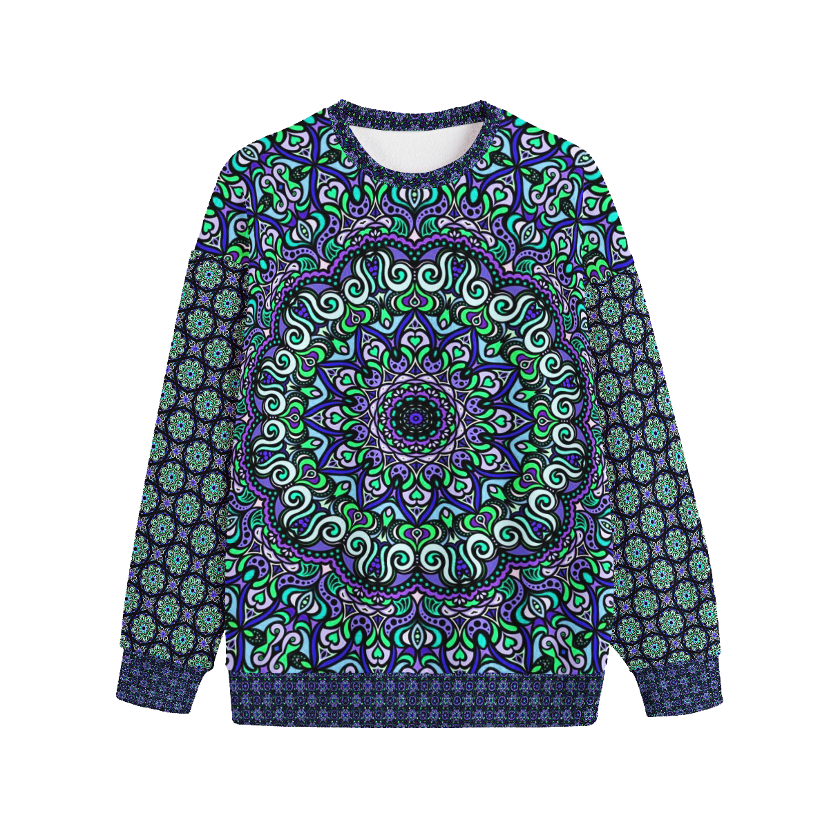 Green - Purple - Turquoise Fleece Sweatshirt