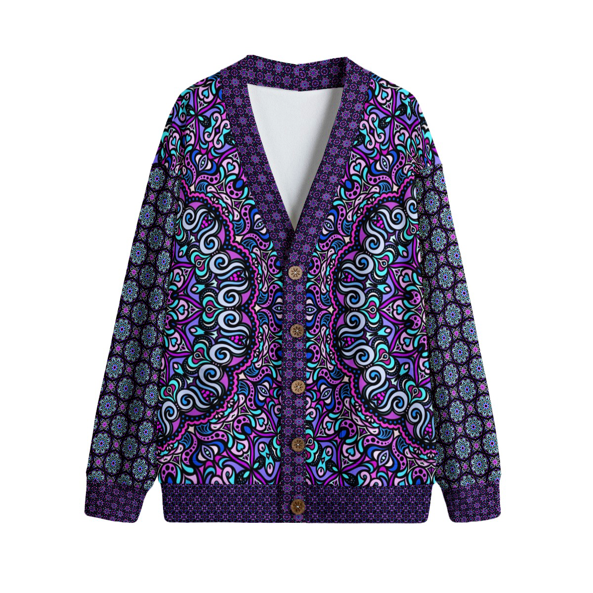 Purple - Turquoise - Blue Fleece Cardigan