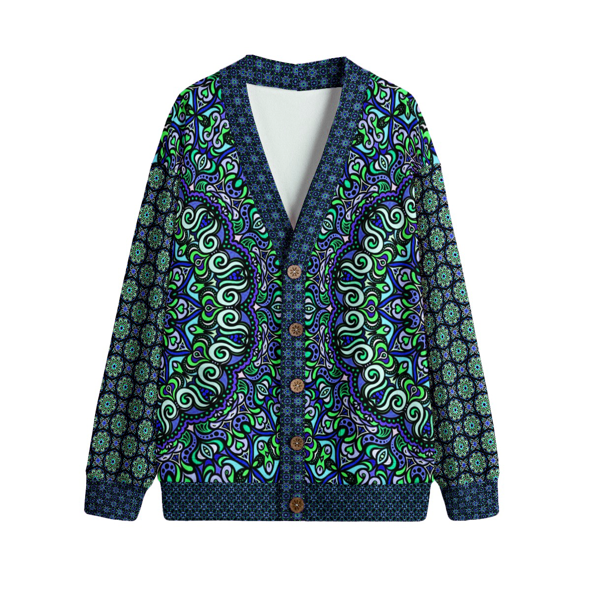 Blue - Turquoise - Green Fleece Cardigan