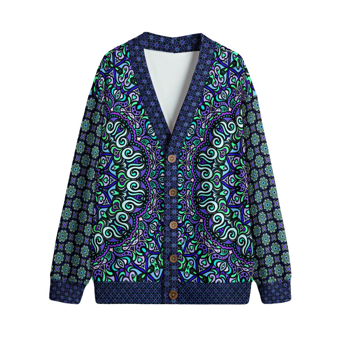 Blue - Purple - Turquoise Fleece Cardigan