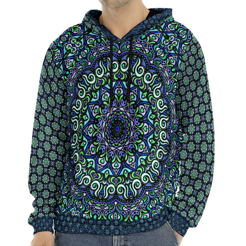 Blue - Turquoise - Green Crushed Velvet Hoodie