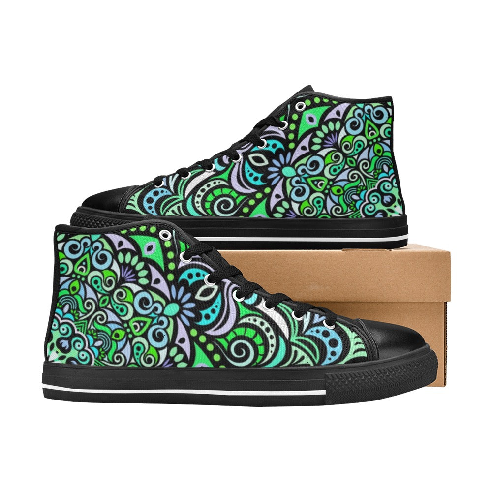 Serenity Mandala High Top Canvas Kid's Shoes