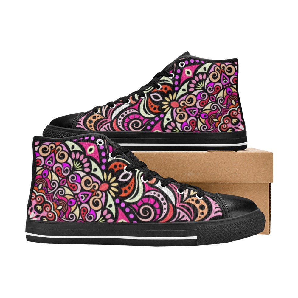 Serenity Mandala High Top Canvas Kid's Shoes