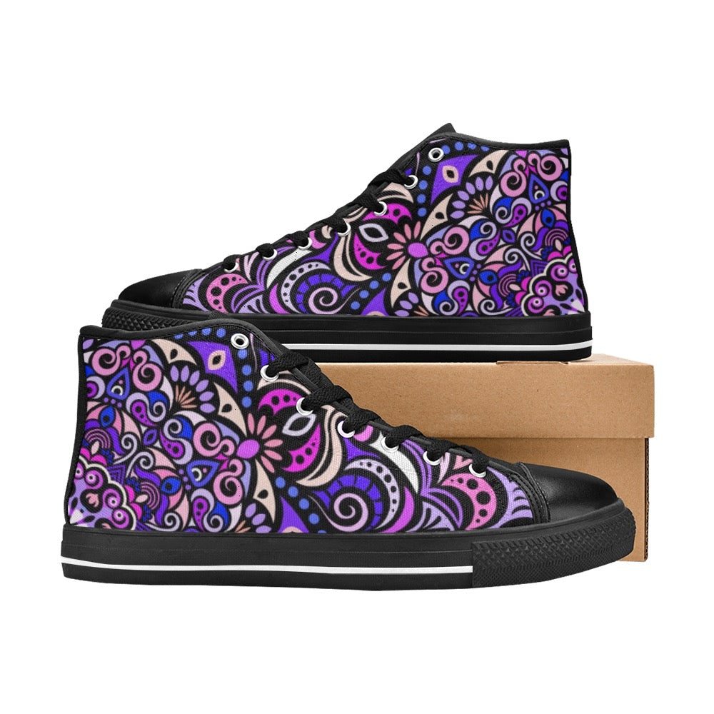 Serenity Mandala High Top Canvas Kid's Shoes