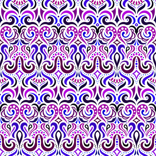 Purple - Blue Abstract Doodle Fabric 1001i