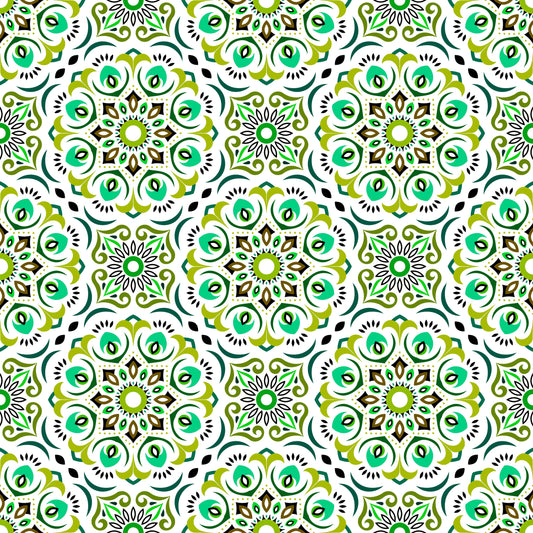 Green - Turquoise Mandala Fabric - 209i