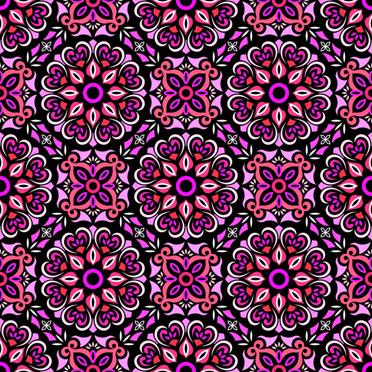 Pink - Red Mandala Fabric - 206