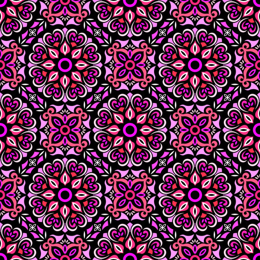 Pink - Red Mandala Fabric - 206