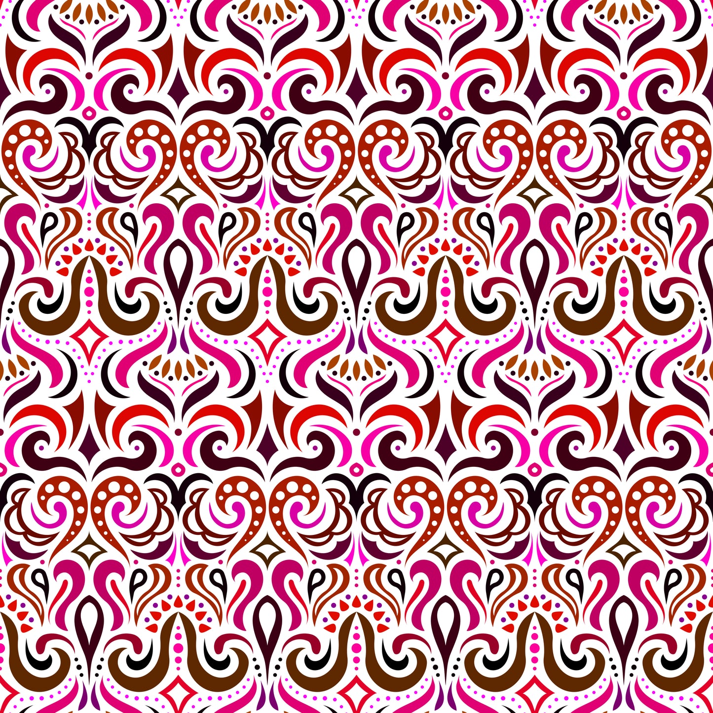 Pink - Red Abstract Doodle Fabric 1001i