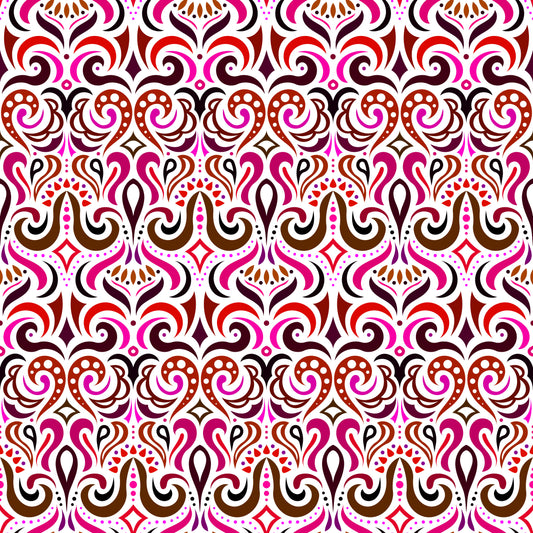 Pink - Red Abstract Doodle Fabric 1001i