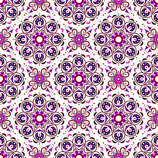 Purple - Pink - Red Mandala Fabric - 183i